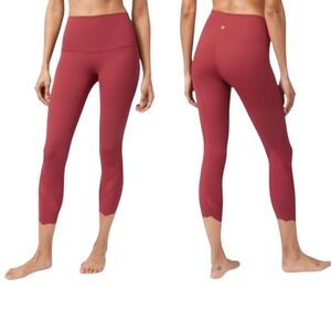 Lululemon NEW Wunder Under Crop High Rise Roll Down Scallop Mesh Pant Leggings 4